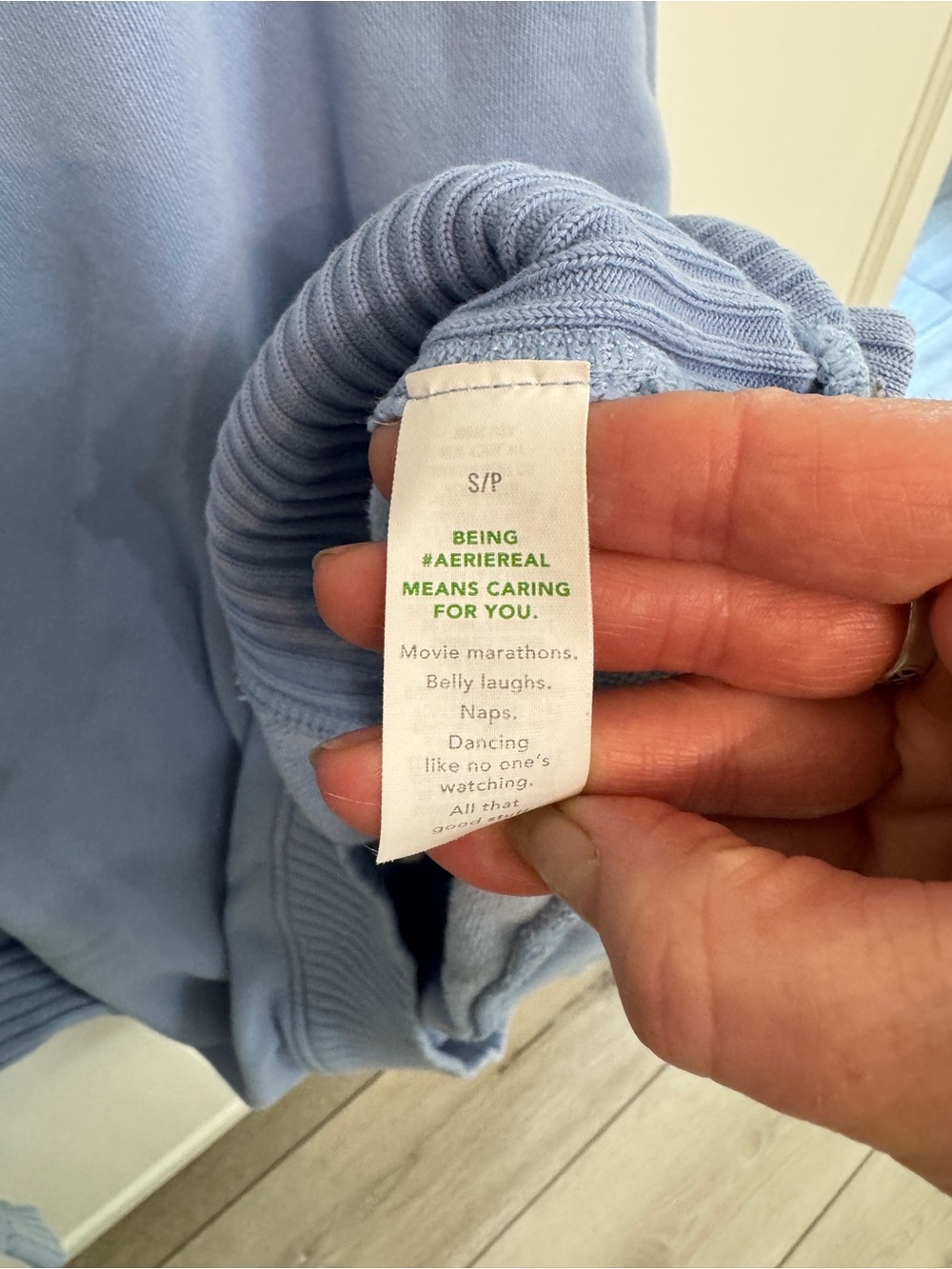 Aerie Pastel Blue Crewneck Sweatshirt Oversized. Cozy cotton blend. Size S - Picture 4 of 6